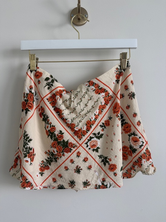 Abercrombie & Fitch Dresses & Skirts - Floral Cream and Orange Square-Print Mini Skirt